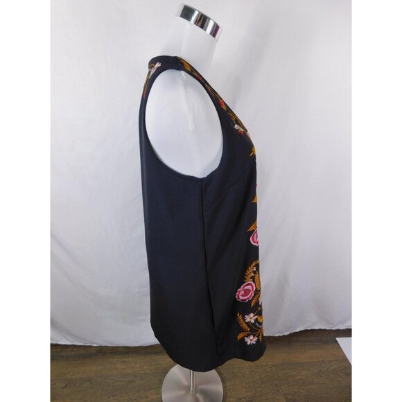 Embroidered Black Boho Dress Sleeveless V Neck Festival M - Picture 10 of 12